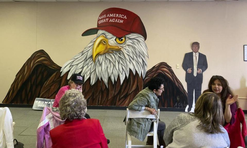 Women who support Trump gather at a campaign meet-up in Canton, Ohio.