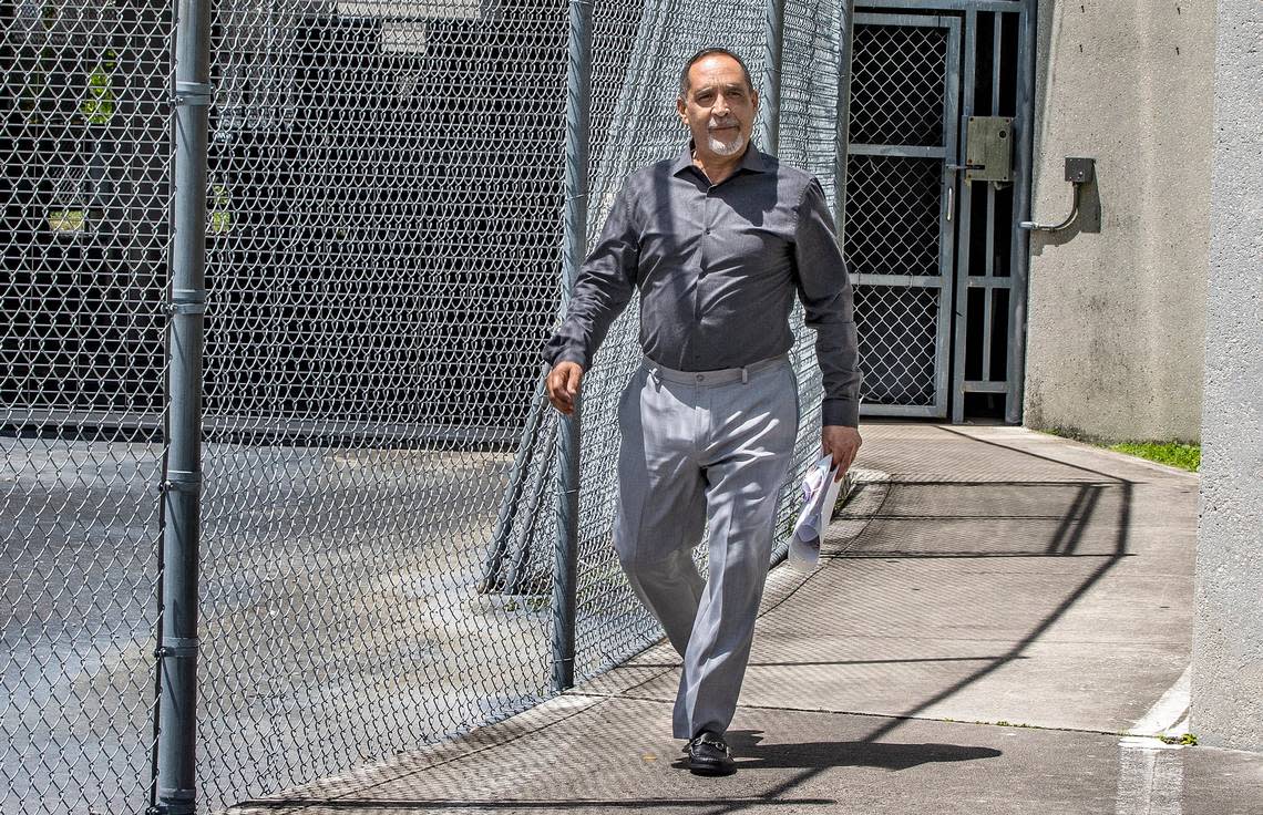 Miami-Dade Commissioner Joe Martinez, walks out of the the Miami-Dade Turner Guilford Knight Correctional Center in Doral, Tuesday afternoon, after he surrounded to face criminal charges, as an arrest warrant reveals he is being accused of accepting $15,000 in exchange for sponsoring a law five years ago to help a shopping plaza that had been repeatedly slapped with fines for code violations. August 30, 2022.