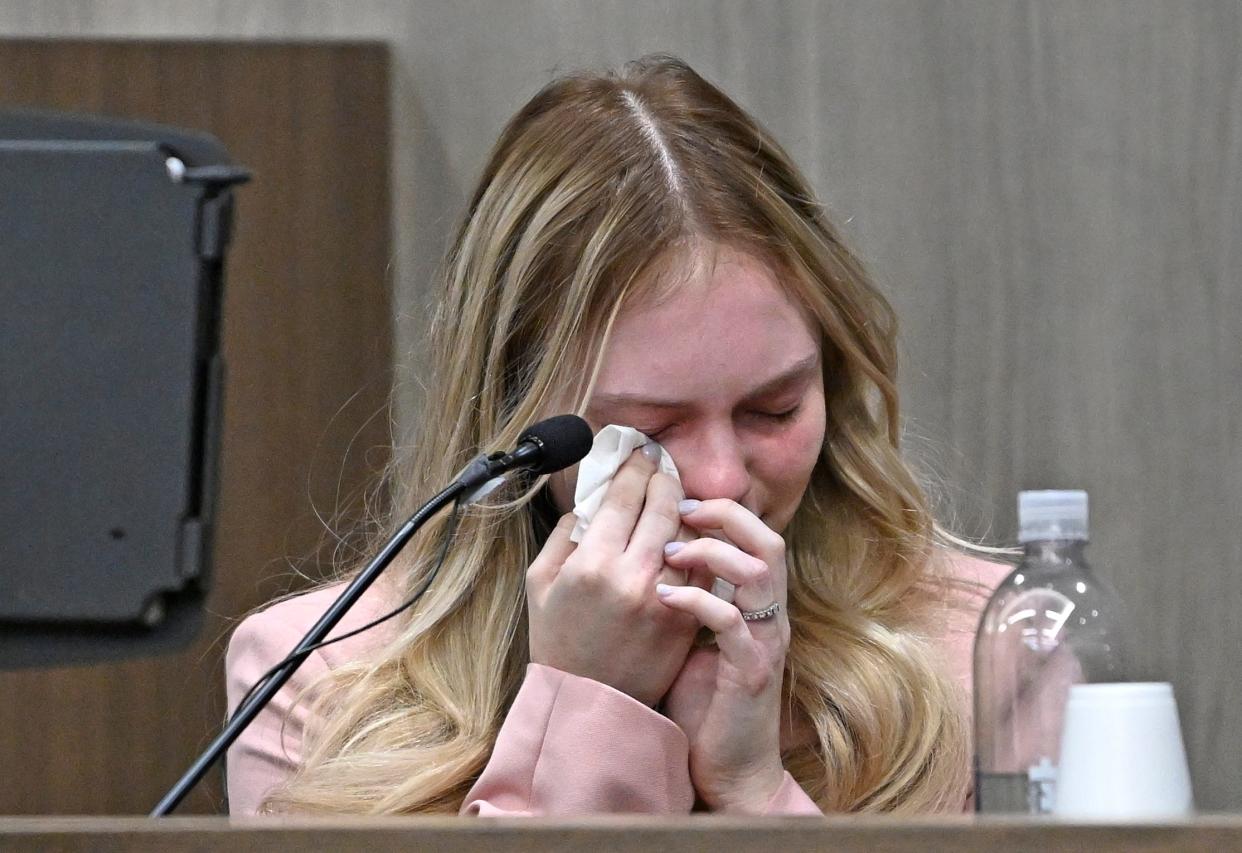 Maya Kowalski now, 17, took the stand for better part of the day as it was a emotional roller coaster to talk about her mother's death during court on Monday, Oct. 9, 2023 at the South County Courthouse in Venice, Florida.