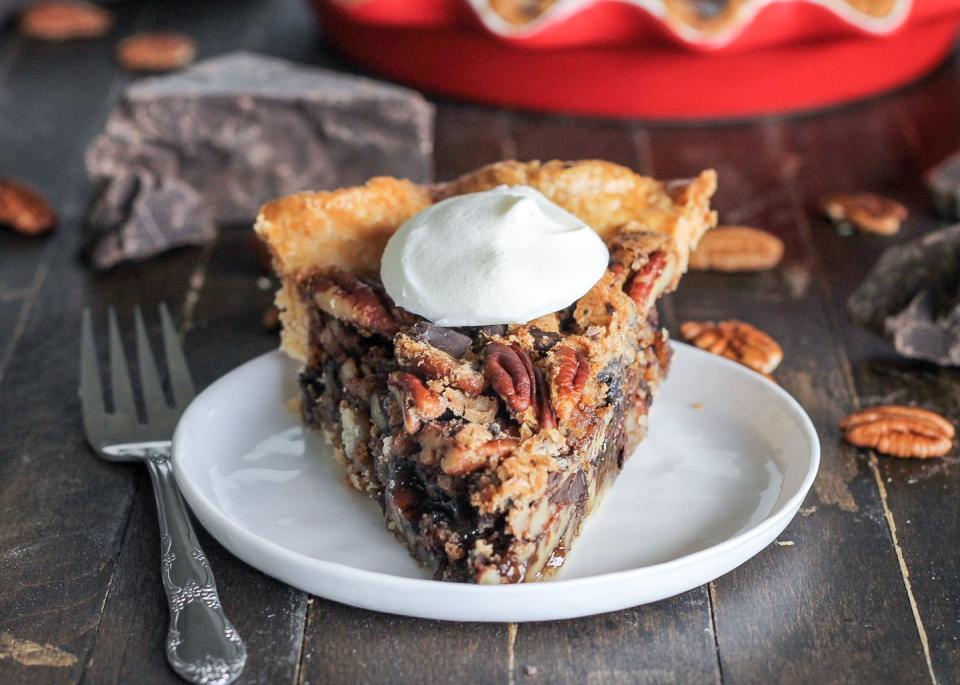 Dark Chocolate Bourbon Pecan Pie