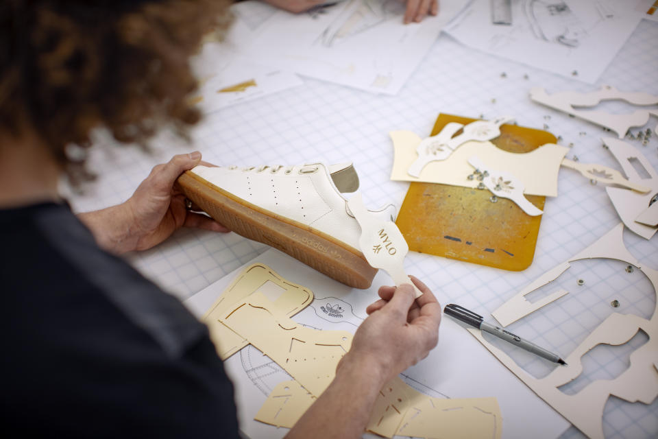 Image of Adidas designers creating the Stan Smith Mylo, made from mushroom leather