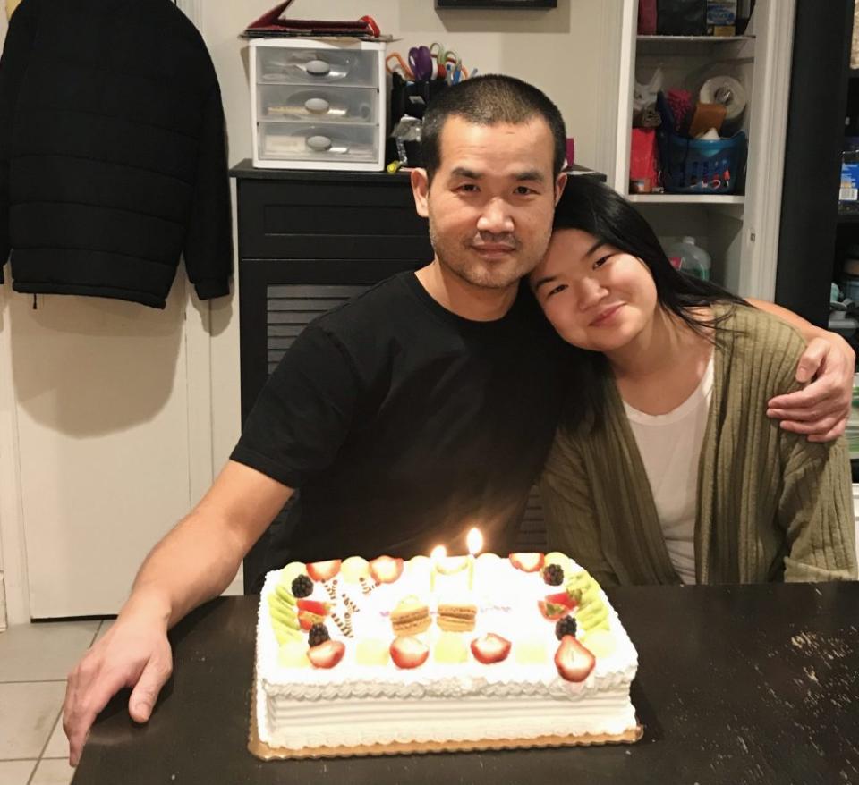 The author, Cindy Chen, with her father on her 17th birthday. (Courtesy of Cindy Chen)<br>