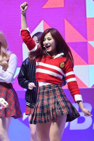 Chou Tzuyu, the only Taiwanese member of K-Pop girl group Twice, performs during the 2015 SBS Awards Festival in Seoul, South Korea, December 30, 2015. REUTERS/Kwon Hwon-jin/News1/Files