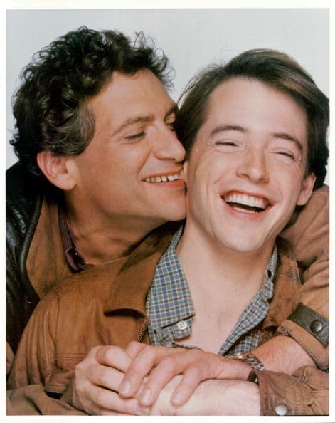<div class="inline-image__caption"><p>Harvey Fierstein biting the ear of Matthew Broderick in publicity portrait for the film 'Torch Song Trilogy', 1988.</p></div> <div class="inline-image__credit">New Line Cinema/Getty Images</div>