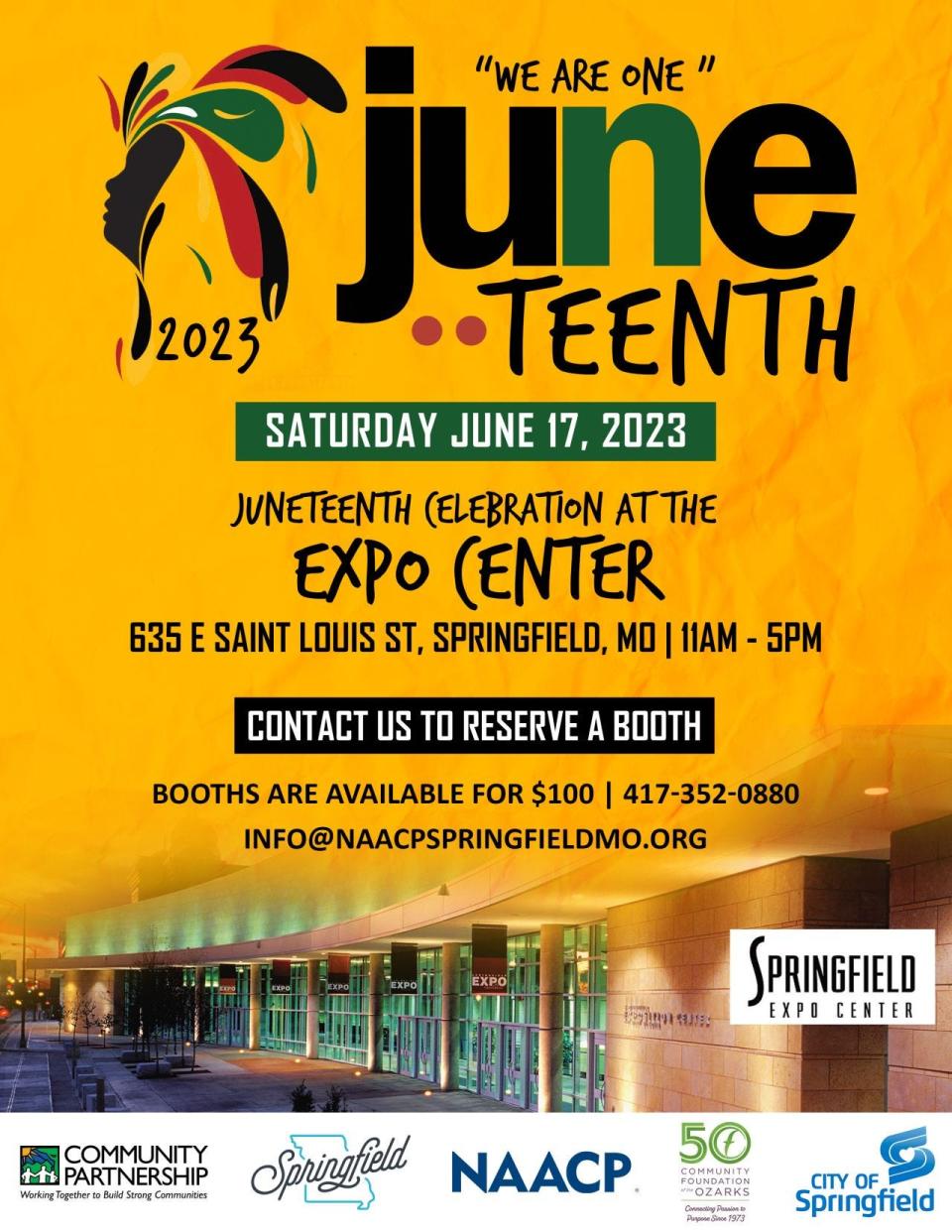 The NAACP of Springfield and Community Partnership of the Ozarks are hosting the first city-wide Juneteenth festival June 16-18, 2023. On Saturday, June 17, the organizations are hosting vendors, live music, food and family-friendly activities at the Springfield Expo Center from 11 a.m. to 5 p.m.