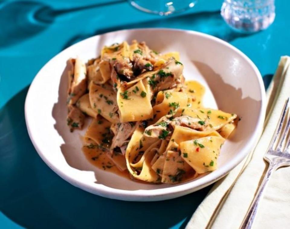 <p>Chefs Luciana Giangrandi & Alex Meyer</p><p>Pappardelle alla Lepre is the Easter pasta dish that will impress ham haters.</p><p><strong>Get the recipe: <a href="https://parade.com/1183352/kelli-acciardo/pappardelle-alla-lepre/" rel="nofollow noopener" target="_blank" data-ylk="slk:Pappardelle alla Lepre;elm:context_link;itc:0;sec:content-canvas" class="link ">Pappardelle alla Lepre</a></strong></p>