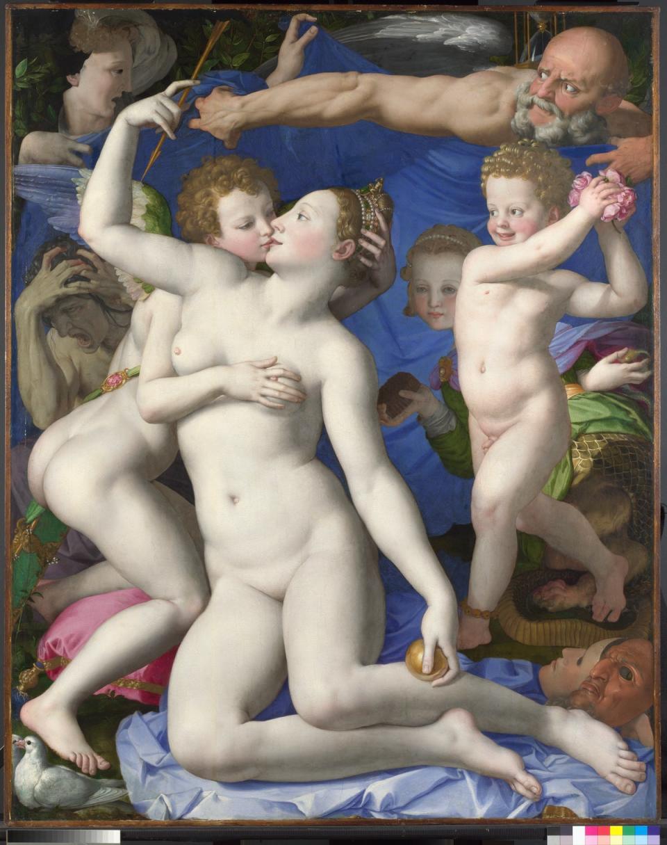 An Allegory with Venus and Cupid, by Bronzino from about 1545 in the National Gallery collection (The National Gallery, London)