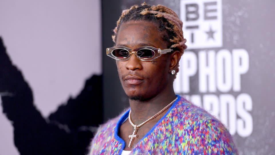 Young Thug, seen here at the 2021 BET Hip Hop Awards in Atlanta, has been held behind bars since his arrest in May 2022. - Paras Griffin/Getty Images