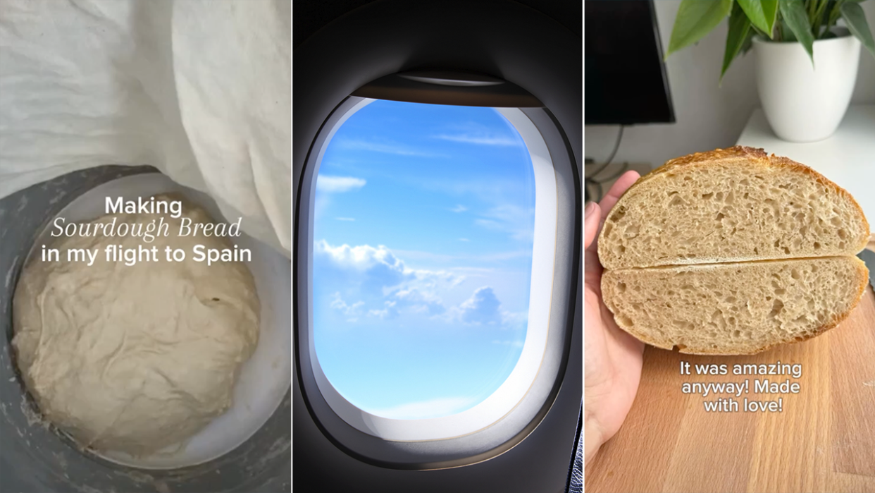 Bread dough on plane