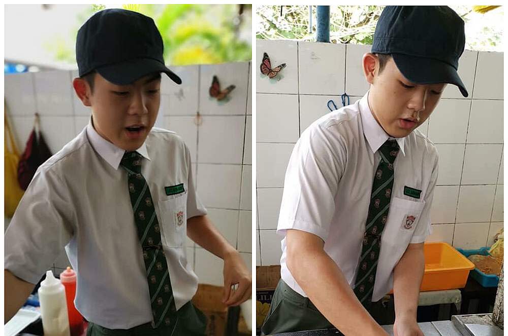 Hau from SMK Seri Bintang Utara in Cheras is unlike most students. He spends his recess time working in the canteen instead of hanging out with his friends. — Images from Facebook/Redzwan Azizan