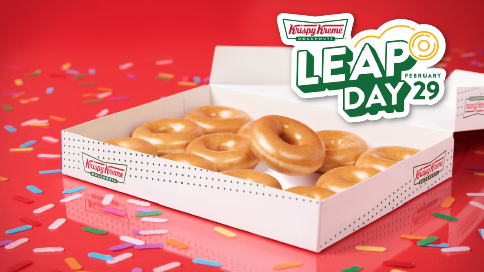 <em>On Leap Day only, any guest with a Feb. 29 birthday can also receive a free original glazed dozen, no purchase necessary. (Courtesy Photo/Krispy Kreme Doughnuts) </em>