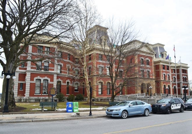 A view from the outside of the Cambria County Courthouse in Ebensburg.