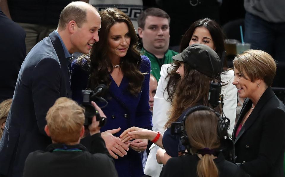 The Prince and Princess of Wales greeting 15-year-old climate activist Ollie Perrault in Boston, where they will award this year’s Earthshot Prize on Friday December 2 - AFP