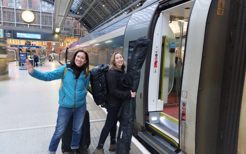 Fellow passengers on the inaugural Eurostar ski train