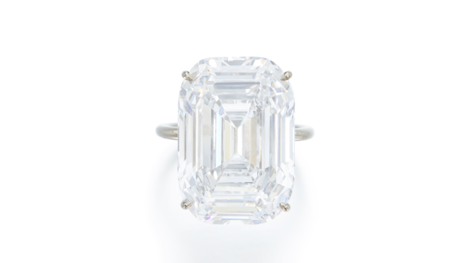 A 20.52-carat Internally D Color Flawless diamond ring