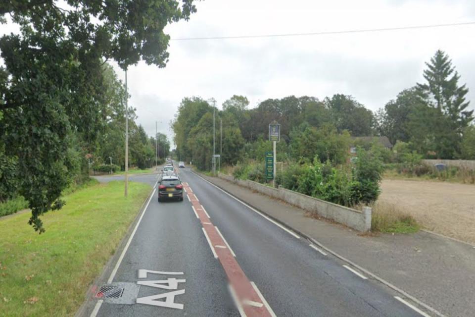 Delays on the A47 after a crash has blocked the road i(Image: Google)/i