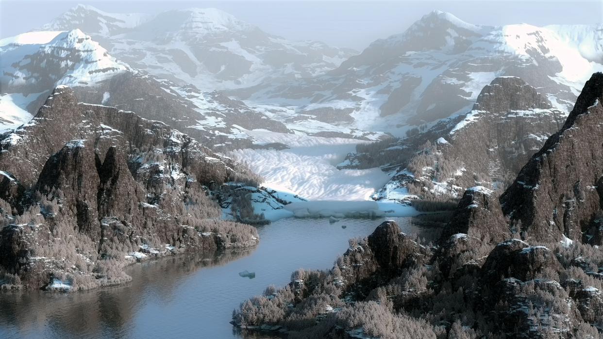  Houdini, everything you need to know; a snowy and rocky mountain scene. 