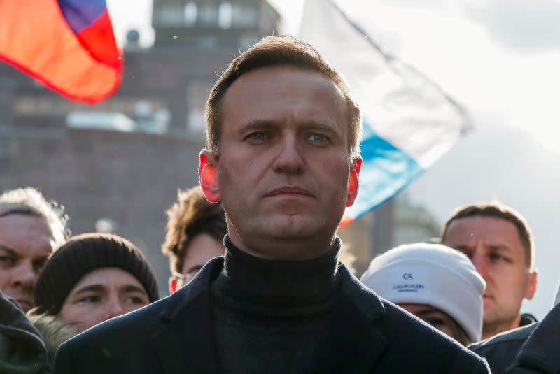 FILE PHOTO: Russian opposition politician Alexei Navalny takes part in a rally in Moscow