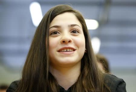 Syrian swimmer Yusra Mardini attends a news conference in Berlin, Germany March 18, 2016. REUTERS/Fabrizio Bensch