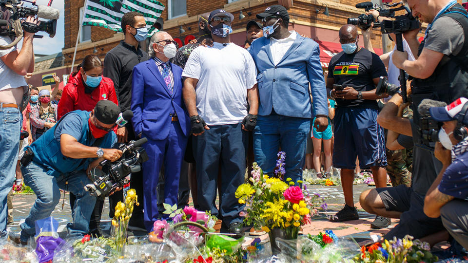 Terrence Floyd, pictured here at the site where George Floyd died.