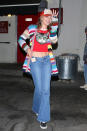 <p>The <em>Gringo</em> star was seen dining out at hotspot Craig’s restaurant on Monday night in West Hollywood. She smiled and waved at the paparazzi, decked out in a colorful cardigan, cropped cat T-Shit shirt and a trucker hat. (Photo: Maciel/BACKGRID) </p>