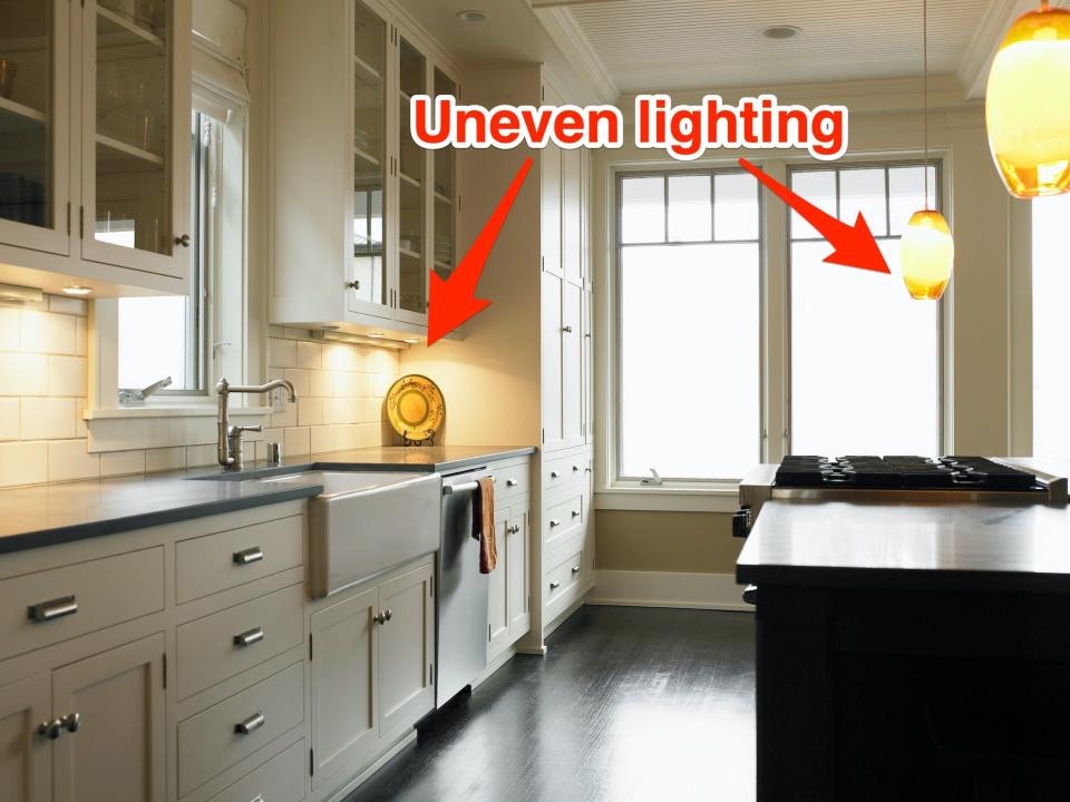 kitchen uneven lighting