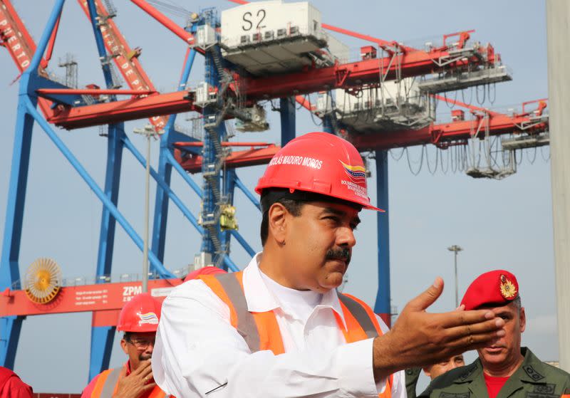 FILE PHOTO: Venezuela's President Nicolas Maduro attends the opening ceremony of a container terminal at the port in La Guaira