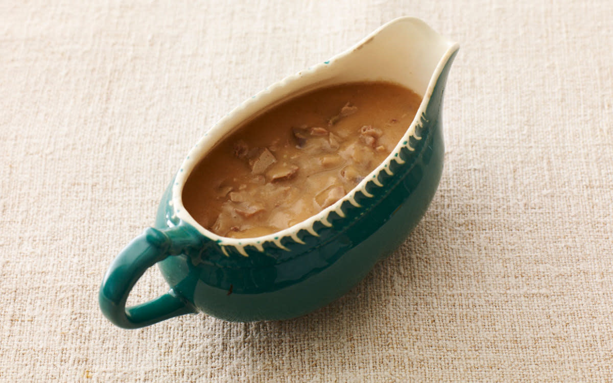 <p>Ree Drummond</p><p>Try this traditional giblet gravy with your Thanksgiving feast. </p><p><strong>Get the recipe: </strong><a href="/224588/reedrummond/thanksgiving-giblet-gravy/" data-ylk="slk:Giblet Gravy;elm:context_link;itc:0;sec:content-canvas" class="link rapid-noclick-resp"><strong>Giblet Gravy</strong></a></p>