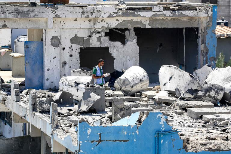 Los daños en la escuela de la ONU atacada por Israel en Gaza. (Eyad BABA / AFP)