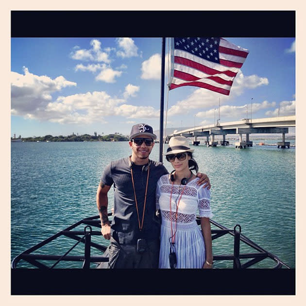 Celebrity Twitpics: This week, Lewis Hamilton shared this picture of him and girlfriend Nicole Scherzinger taken on New Year’s Eve in Hawaii.