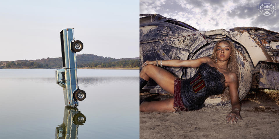 This combination of album cover images show “F-1 Trillion” by Post Malone, left, and “Quantum Baby” by Tinashe. (Mercury/Republic Records via AP, left, and /Tinashe Music Inc./Nice Life Recording Co. via AP)