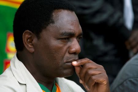 FILE PHOTO: United Party for National Development (UPND) Presidential candidate Hakainde Hichilema looks on during a rally in Lusaka January 18, 2015. REUTERS/Rogan Ward/File Photo