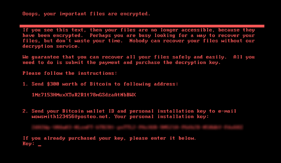 The message displayed by the not-really ransomware NotPetya.