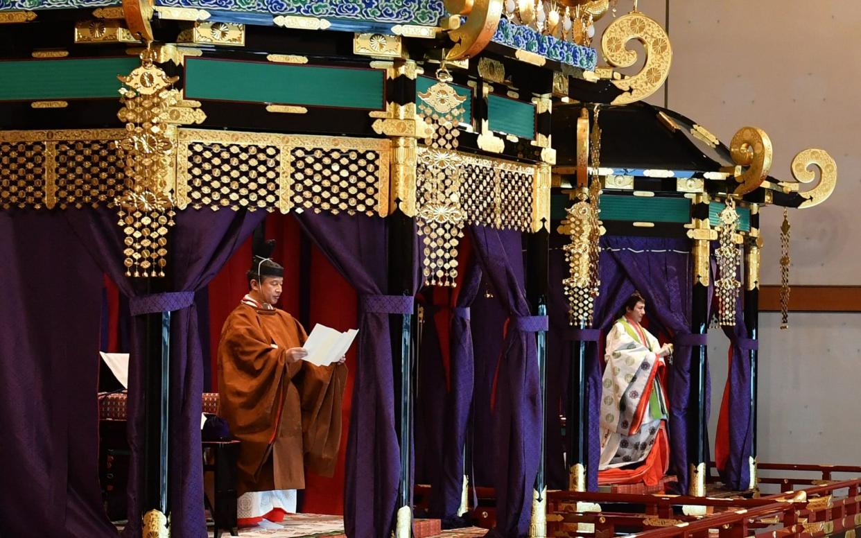 The formal ceremony took place in the Pine Chamber, one of the Imperial Palace’s most prestigious state rooms - AFP