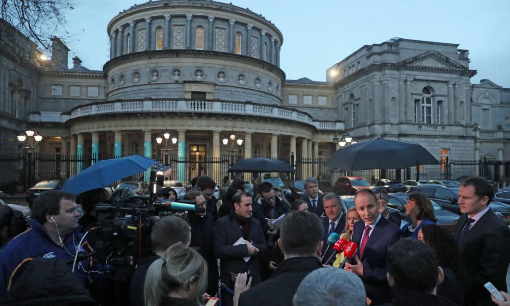 Micheál Martin speaks to the media in Dublin