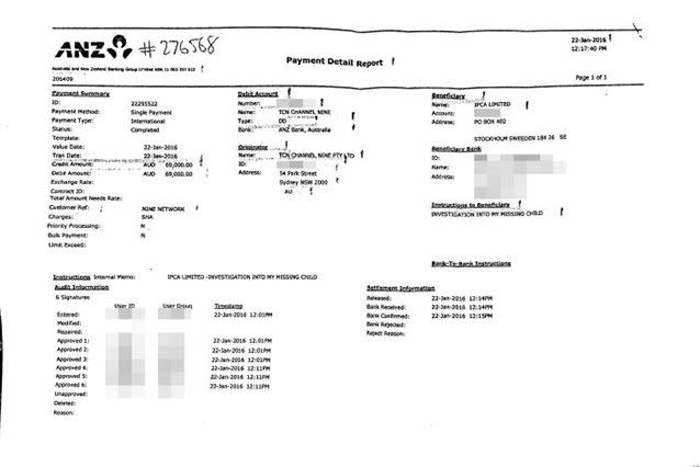 Documents released through Adam Whittington's lawyers reveal almost $70,000 was paid by Nine to his agency in January.