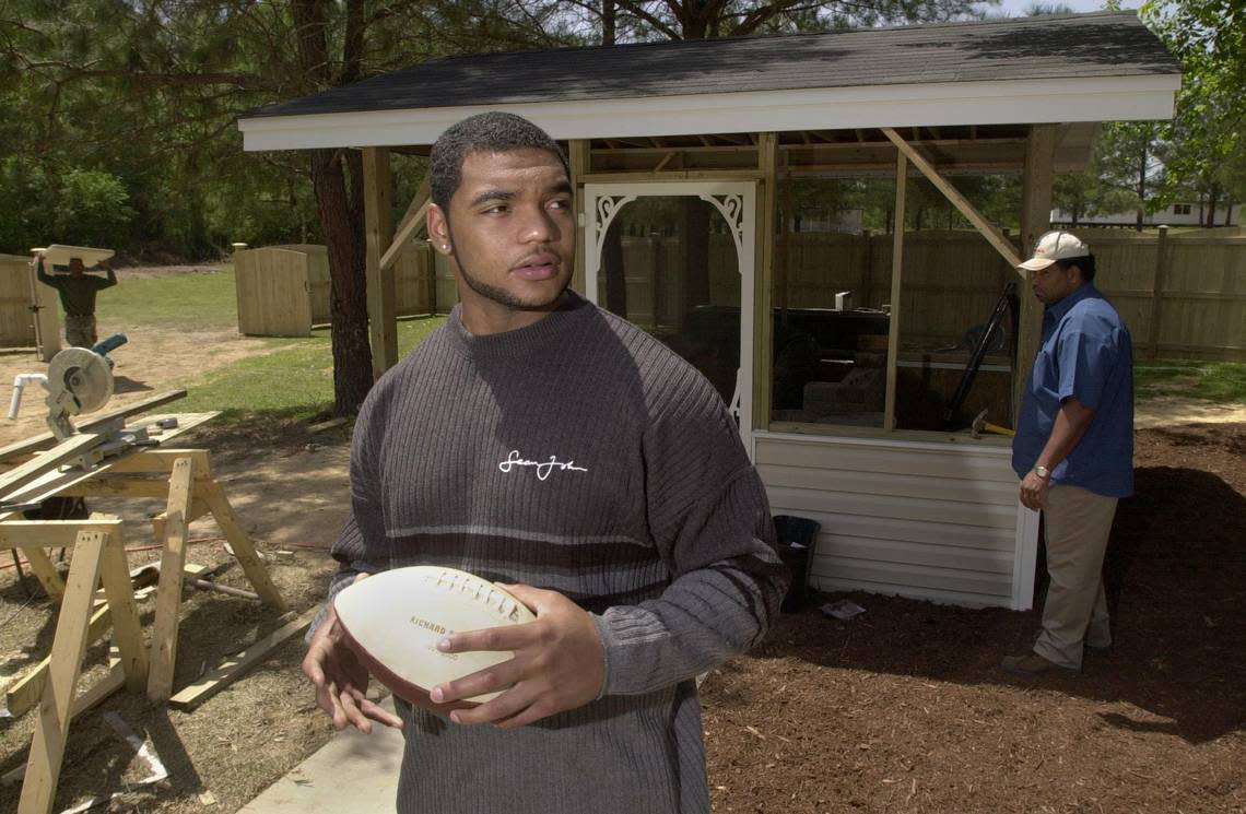 Richard Seymour, defensive lineman from Georgia University (and Lower Richland HS) used to lay bricks when he helped his father’s construction business. On Thursday, the crew was building a kitchen in the yard at his parents home. His family and friends will gather for BBQ cookout on the Draft day.