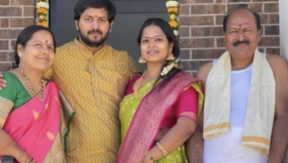 Narayana Reddy (right), 56, wife Lakshmi (left), 49, and son Bharat Reddy (second left), 27, and daughter Mounika.