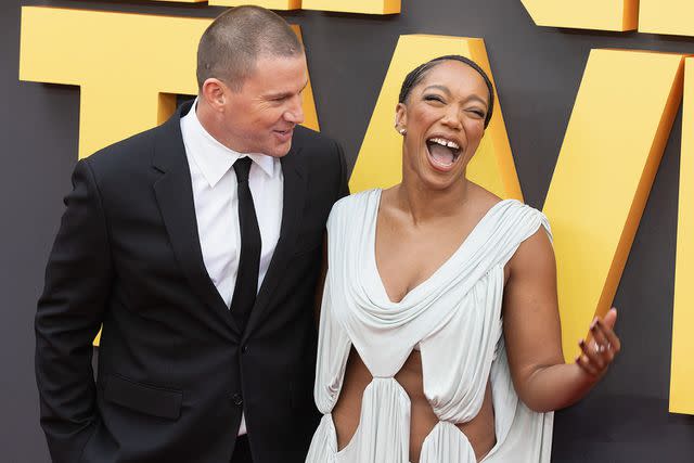 <p>Jo Hale/FilmMagic</p> Channing Tatum and Naomi Ackie