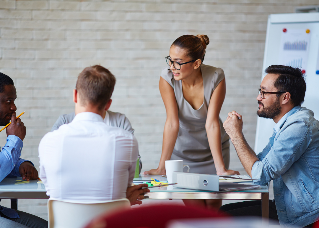 Group at a table having a business meeting.