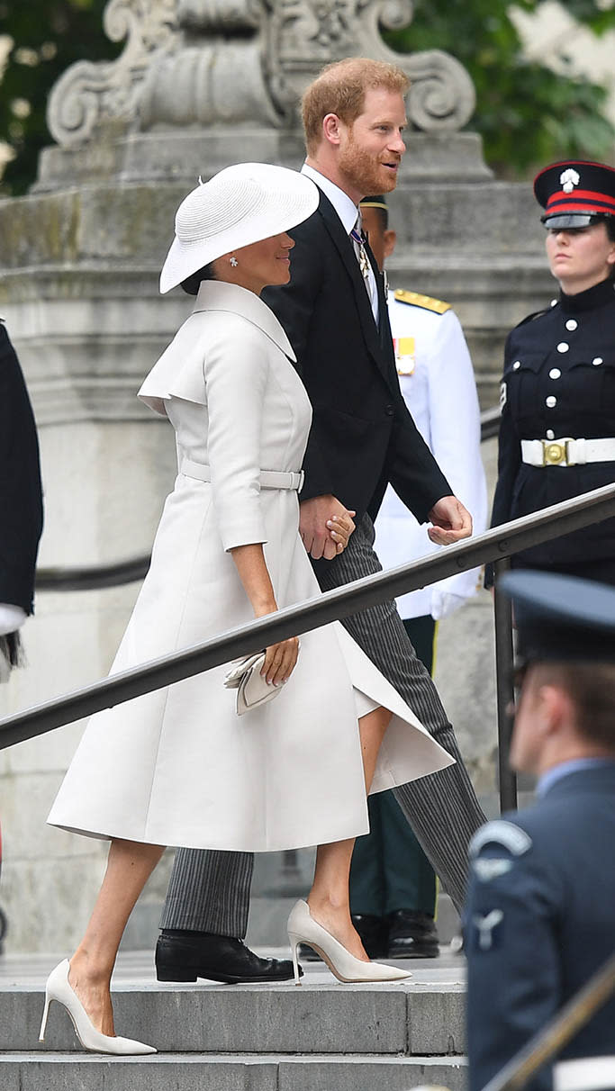 Prince Harry and Meghan Markle arrive at St Paul’s Cathedral for the Queens Jubilee celebration on June 3, 2022. - Credit: Raw Image LTD/MEGA