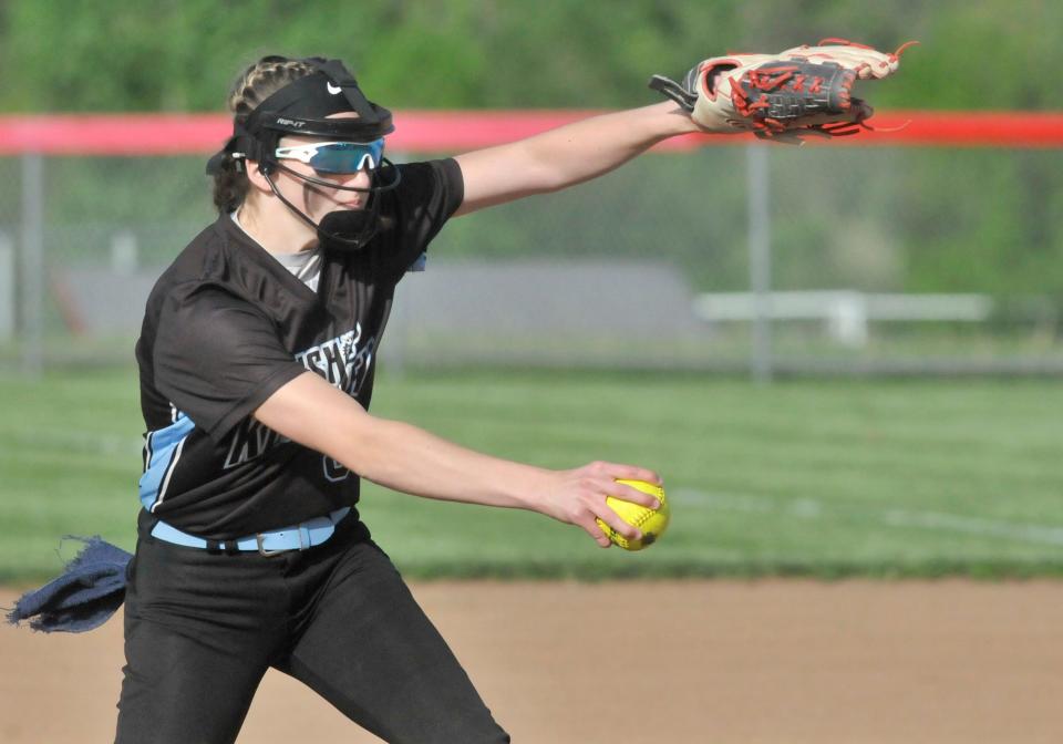 Bishop Kearney's Carmella Phelan delivers a pitch during Tuesday's Class A1 game against Canandaigua.