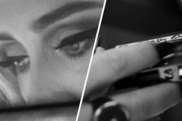 Adele appears only briefly in the Easy On Me teaser clip (Photo: Sony)