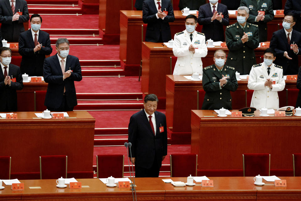Chinese President Xi Jinping arrives for the opening ceremony of the 20th National Congress of the Communist Party of China, at the Great Hall of the People in Beijing, China October 16, 2022. REUTERS/Thomas Peter