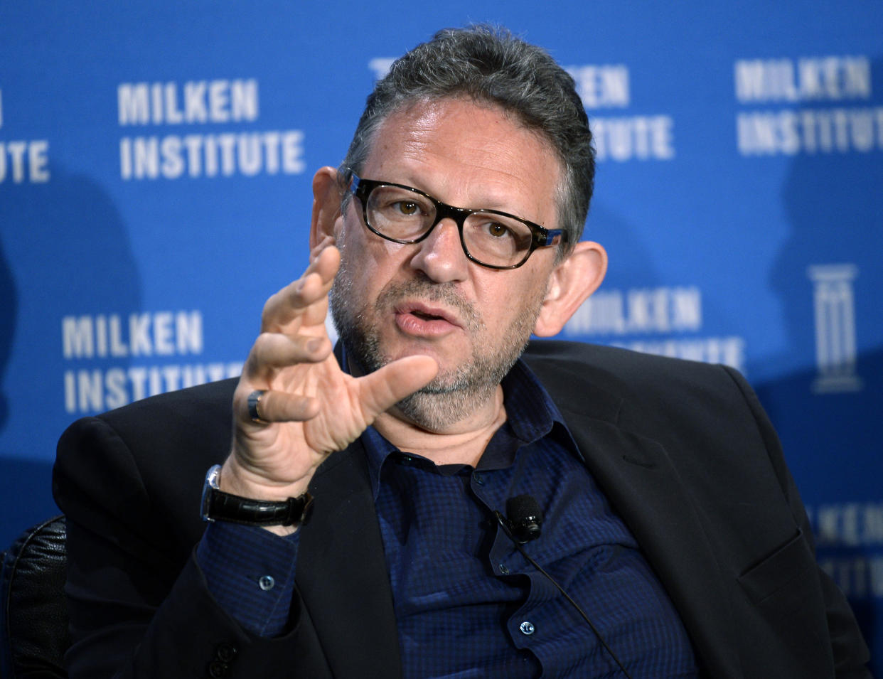 Lucian Grainge, Chairman and CEO, Universal Music Group, speaks during The Evolution of Music and the Music Consumer session at the 2014 Milken Institute Global Conference in Beverly Hills, California April 29, 2014.  REUTERS/Kevork Djansezian   (UNITED STATES - Tags: BUSINESS ENTERTAINMENT)