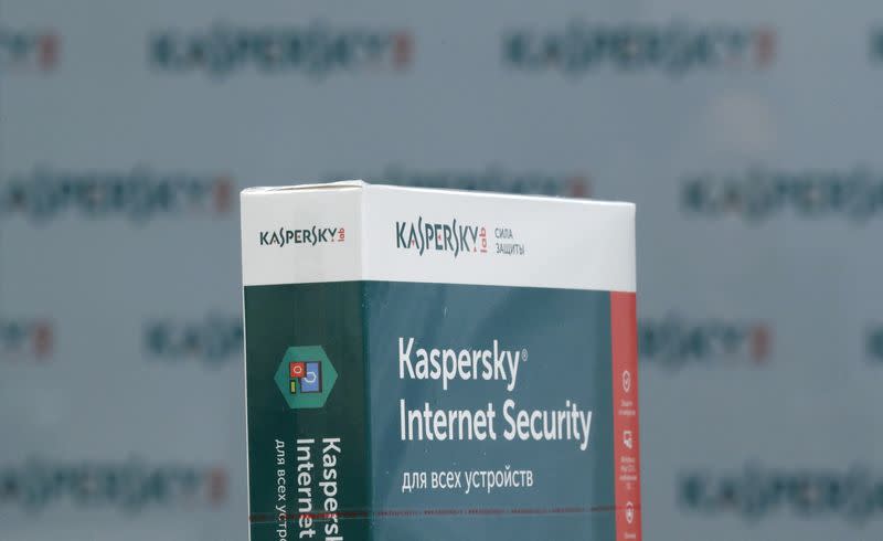 FILE PHOTO: A view shows the software produced by Russia's Kaspersky Lab at the company's office in Moscow