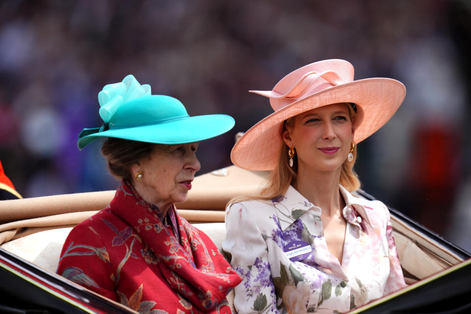 The Princess Royal alongside Lady Gabriella Kingston (right) arrive by carriage on day one of Royal Ascot at Ascot Racecourse, Berkshire. Picture date: Tuesday June 18, 2024. (Photo by John Walton/PA Images via Getty Images)