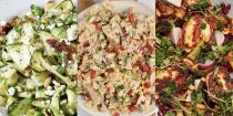 <p>The warm weather is well on its way and the sun is shining, leaving us craving one thing and one thing only... a fresh, homemade salad! And not just any salad, we're talking about summer salads filled with all kinds of crazy-good seasonal flavours (<a href="https://www.delish.com/uk/cooking/recipes/a32846762/mandarin-orange-salad-recipe/" rel="nofollow noopener" target="_blank" data-ylk="slk:Mandarin Orange Salad;elm:context_link;itc:0;sec:content-canvas" class="link ">Mandarin Orange Salad</a>, <a href="https://www.delish.com/uk/cooking/recipes/a33641941/avocado-chicken-salad-recipe/" rel="nofollow noopener" target="_blank" data-ylk="slk:Avocado Chicken Salad;elm:context_link;itc:0;sec:content-canvas" class="link ">Avocado Chicken Salad</a>, <a href="https://www.delish.com/uk/cooking/recipes/a32157065/greek-orzo-pasta-salad-recipe/" rel="nofollow noopener" target="_blank" data-ylk="slk:Greek Orzo Salad;elm:context_link;itc:0;sec:content-canvas" class="link ">Greek Orzo Salad</a>). </p><p>Because let's face it, a freshly prepared, delicious salad for <a href="https://www.delish.com/uk/cooking/recipes/g29890570/healthy-lunch-ideas/" rel="nofollow noopener" target="_blank" data-ylk="slk:lunch;elm:context_link;itc:0;sec:content-canvas" class="link ">lunch</a> hits different. </p><p>And since many of us continue to <a href="https://www.delish.com/uk/cooking/recipes/g37032328/lunch-ideas-for-work/" rel="nofollow noopener" target="_blank" data-ylk="slk:work from home;elm:context_link;itc:0;sec:content-canvas" class="link ">work from home</a>, we've decided to pull together a selection of insanely-easy summer salads for you to give a go. For the ultimate <a href="https://www.delish.com/uk/cooking/recipes/g32999492/summer-recipes/" rel="nofollow noopener" target="_blank" data-ylk="slk:summer;elm:context_link;itc:0;sec:content-canvas" class="link ">summer</a> inspiration, take a look out 40 of our best-tasting summer salad recipes now.</p>