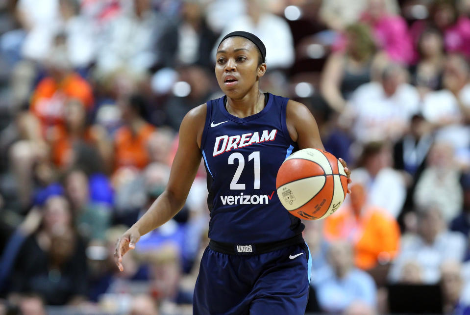 Atlanta Dream guard Renee Montgomery penned an open letter to Kelly Loeffler to explain the movement. (M. Anthony Nesmith/Icon Sportswire via Getty Images)