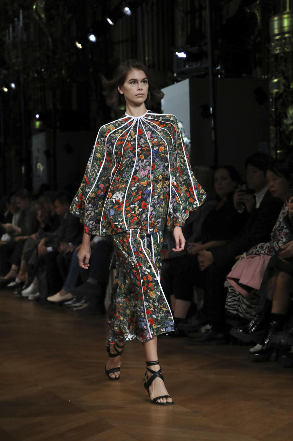 Model Kaia Gerber wears a creation as part of the Stella McCartney Ready To Wear Spring-Summer 2020 collection, unveiled during the fashion week, in Paris, Monday, Sept. 30, 2019. (Photo by Vianney Le Caer/Invision/AP)